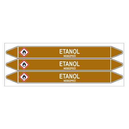 Značení potrubí, etanol,3 ks, 355 × 37 mm